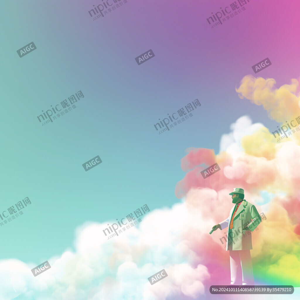 彩虹云朵插画