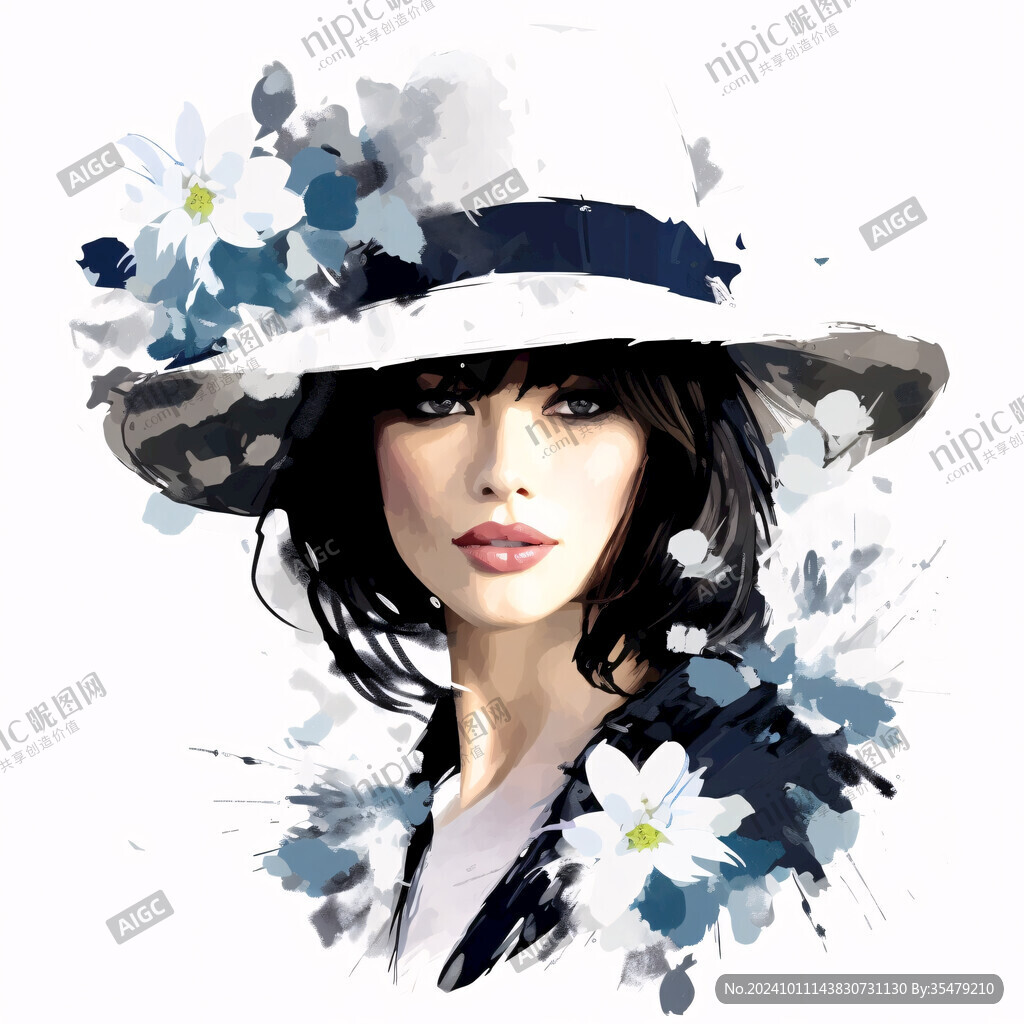 女性插画绘画时尚彩绘
