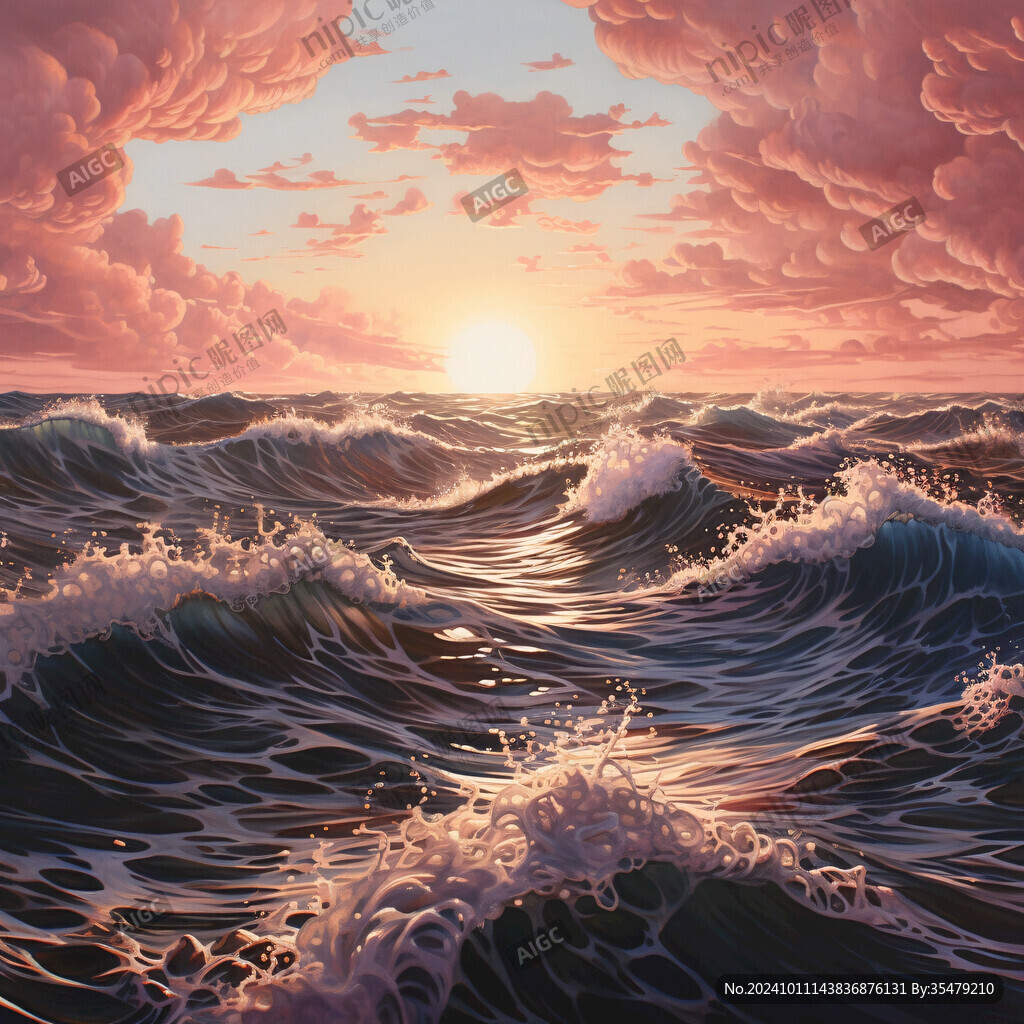 波涛海浪插画