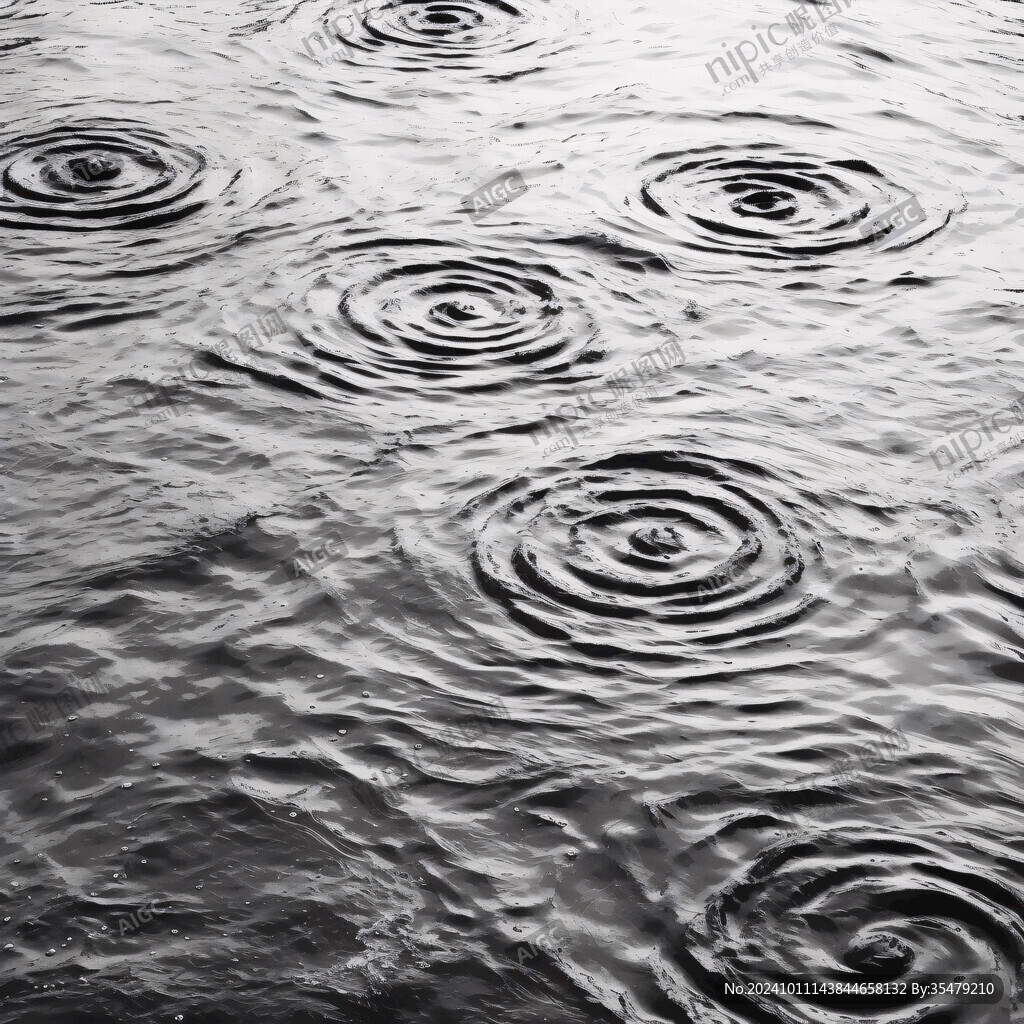 雨水溅落波纹