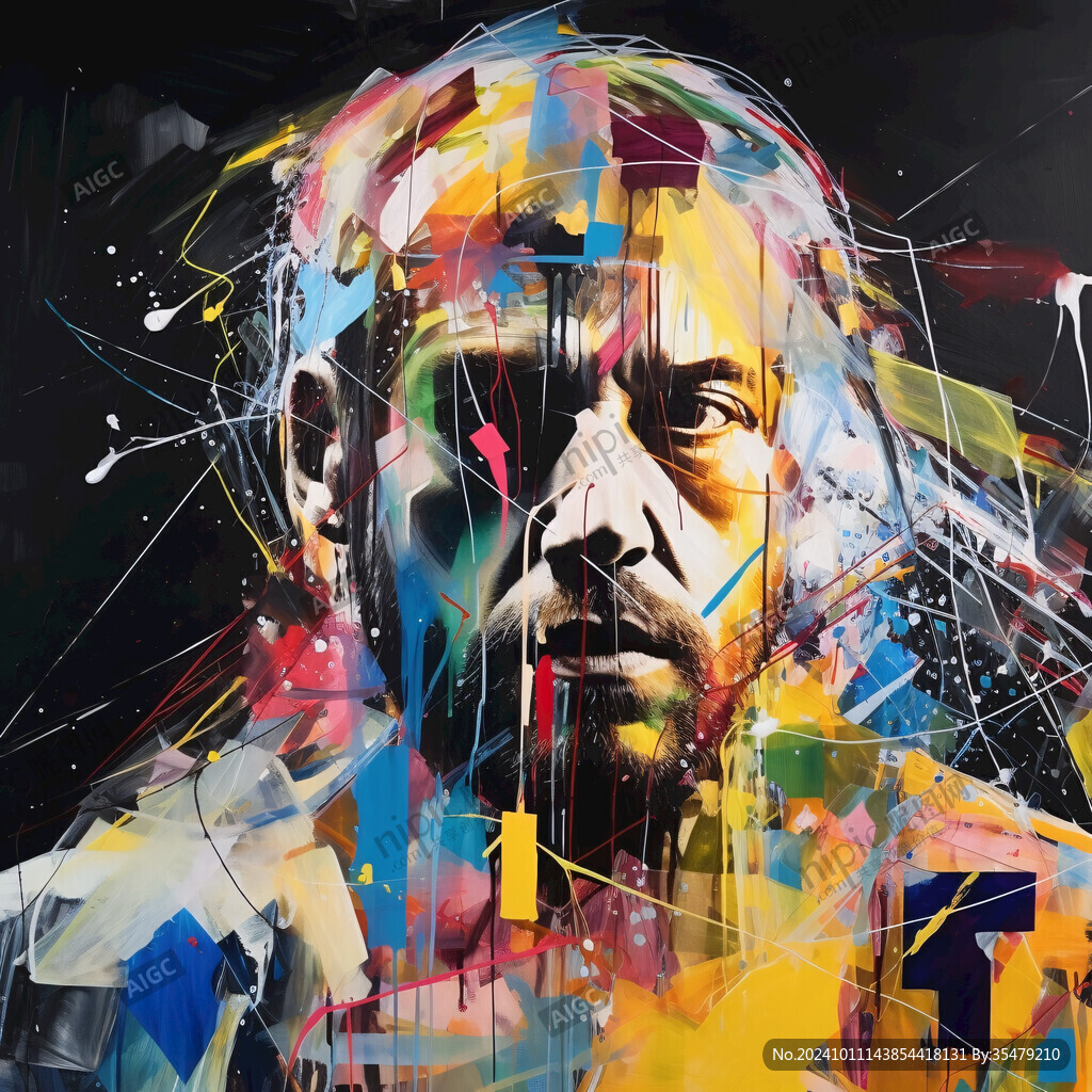 人脸色块拼接装饰画