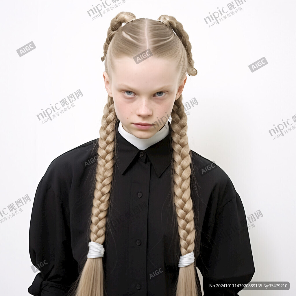 扎小辫子的女孩子