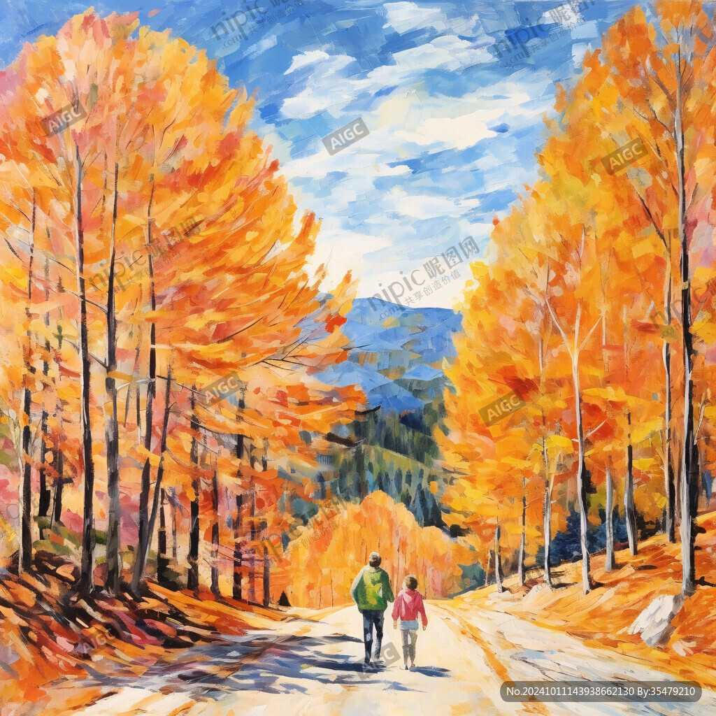 秋景水粉画