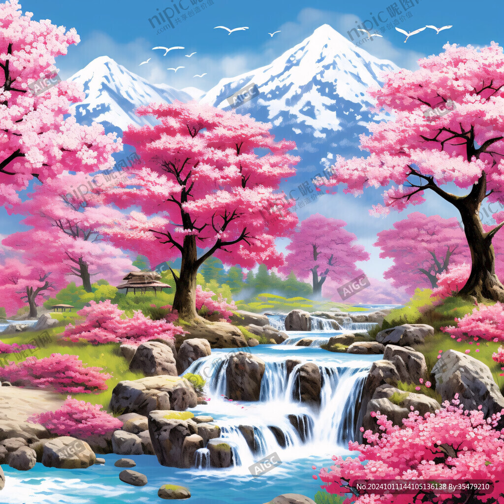 桃林仙境插画