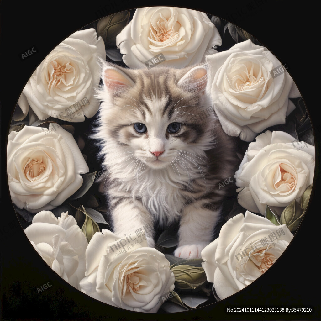 猫咪与鲜花