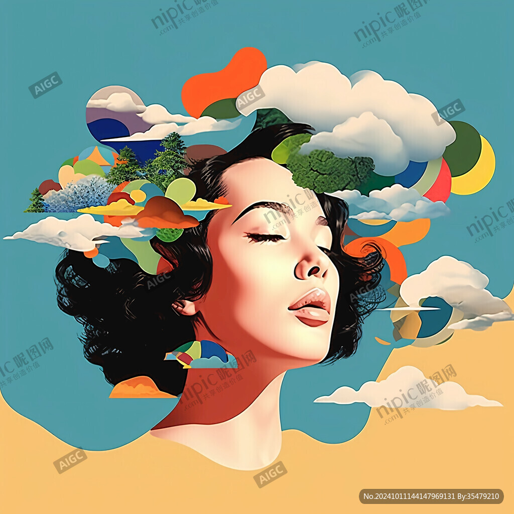 美女创意插画