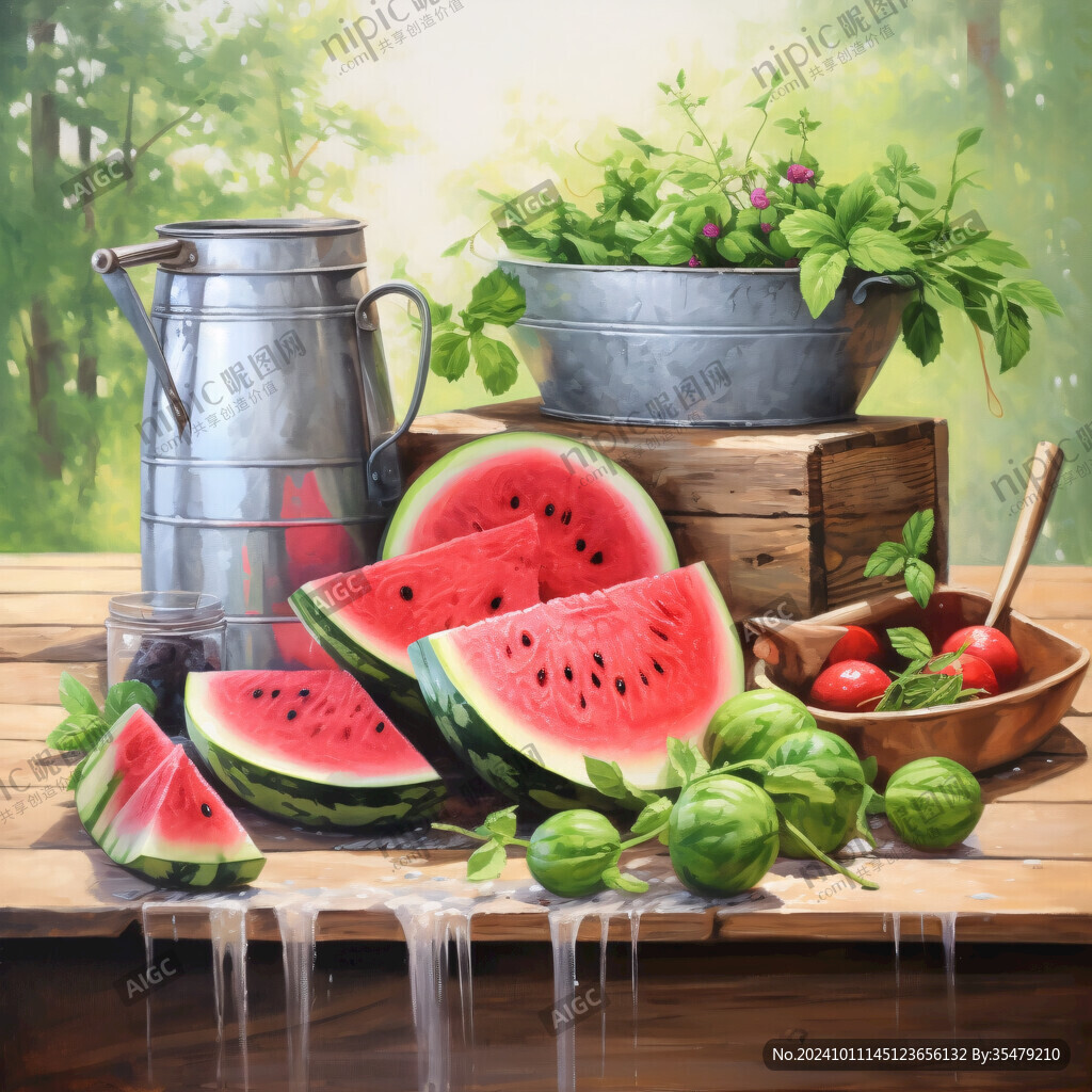 夏季水果美食插画