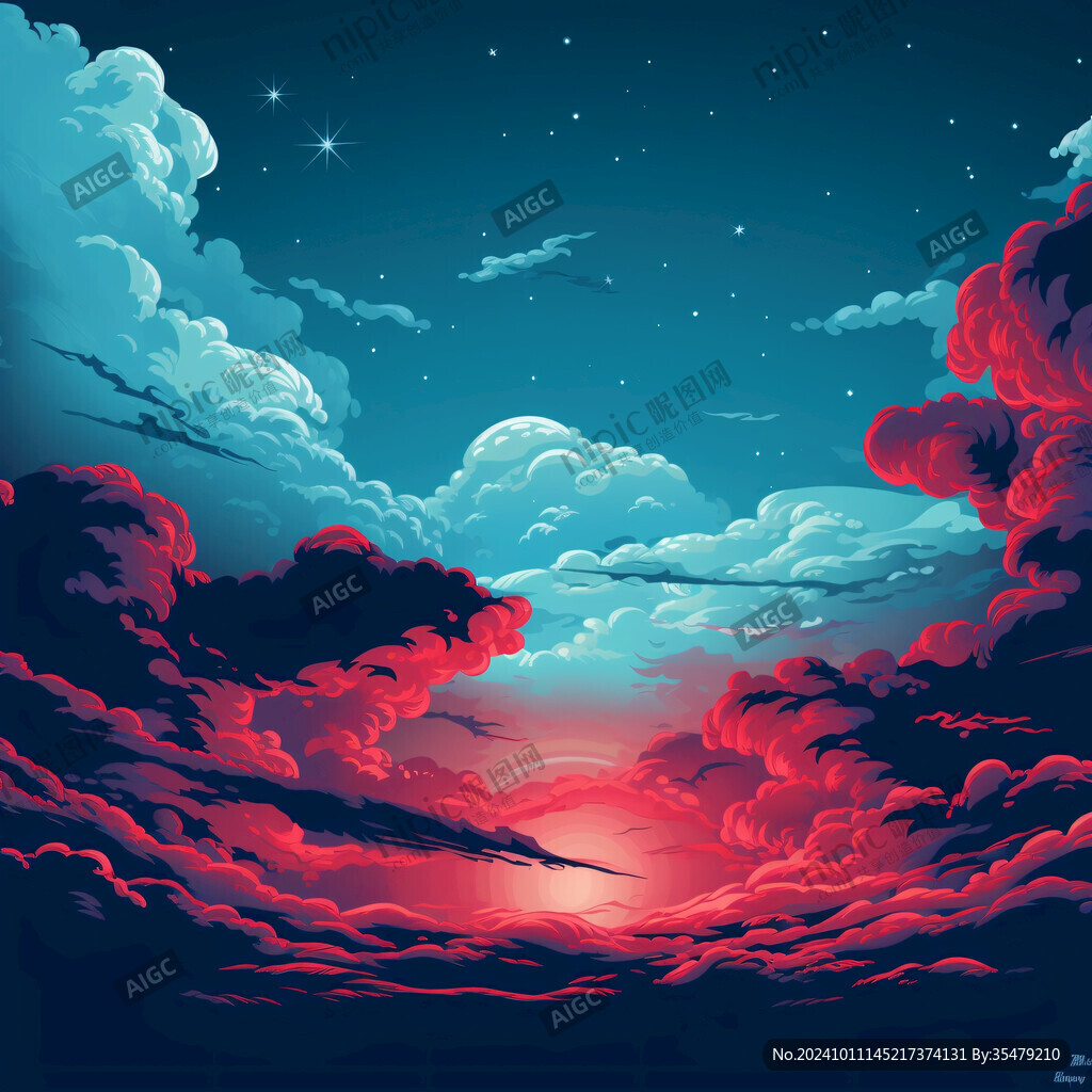 夜晚云彩星星