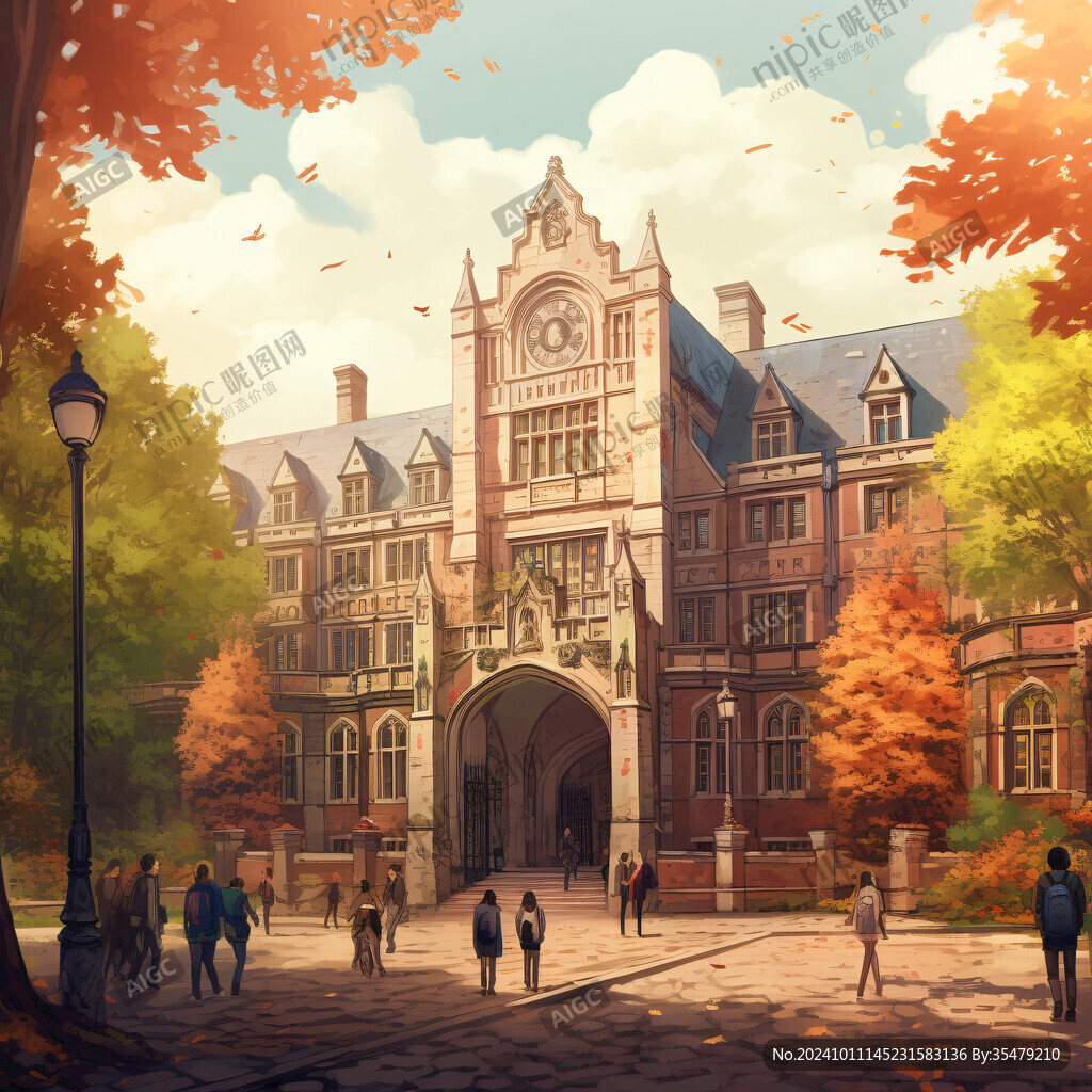 普林斯顿大学插画背景