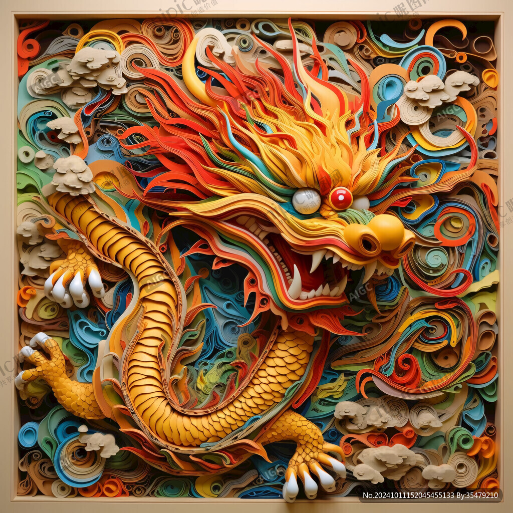 手绘龙浮雕素材
