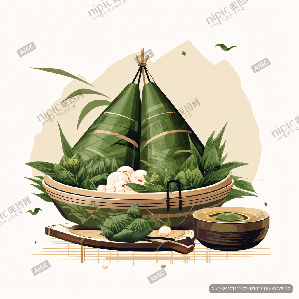 竹筒粽子插画