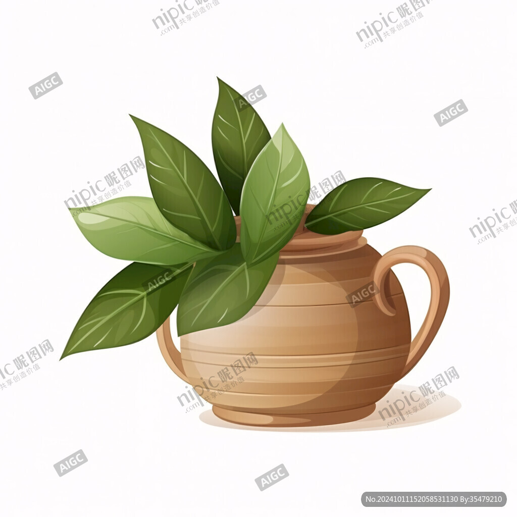 手绘绿植盆栽插画