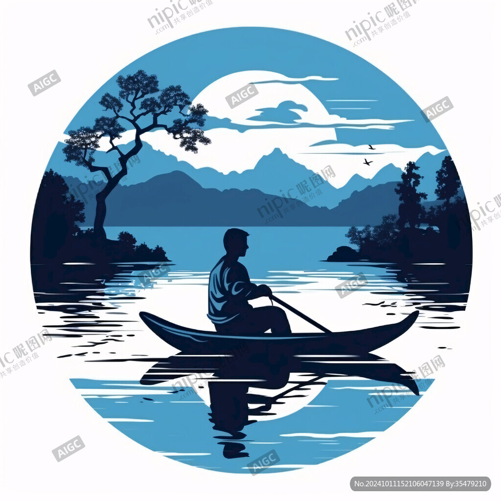 山水行舟插画