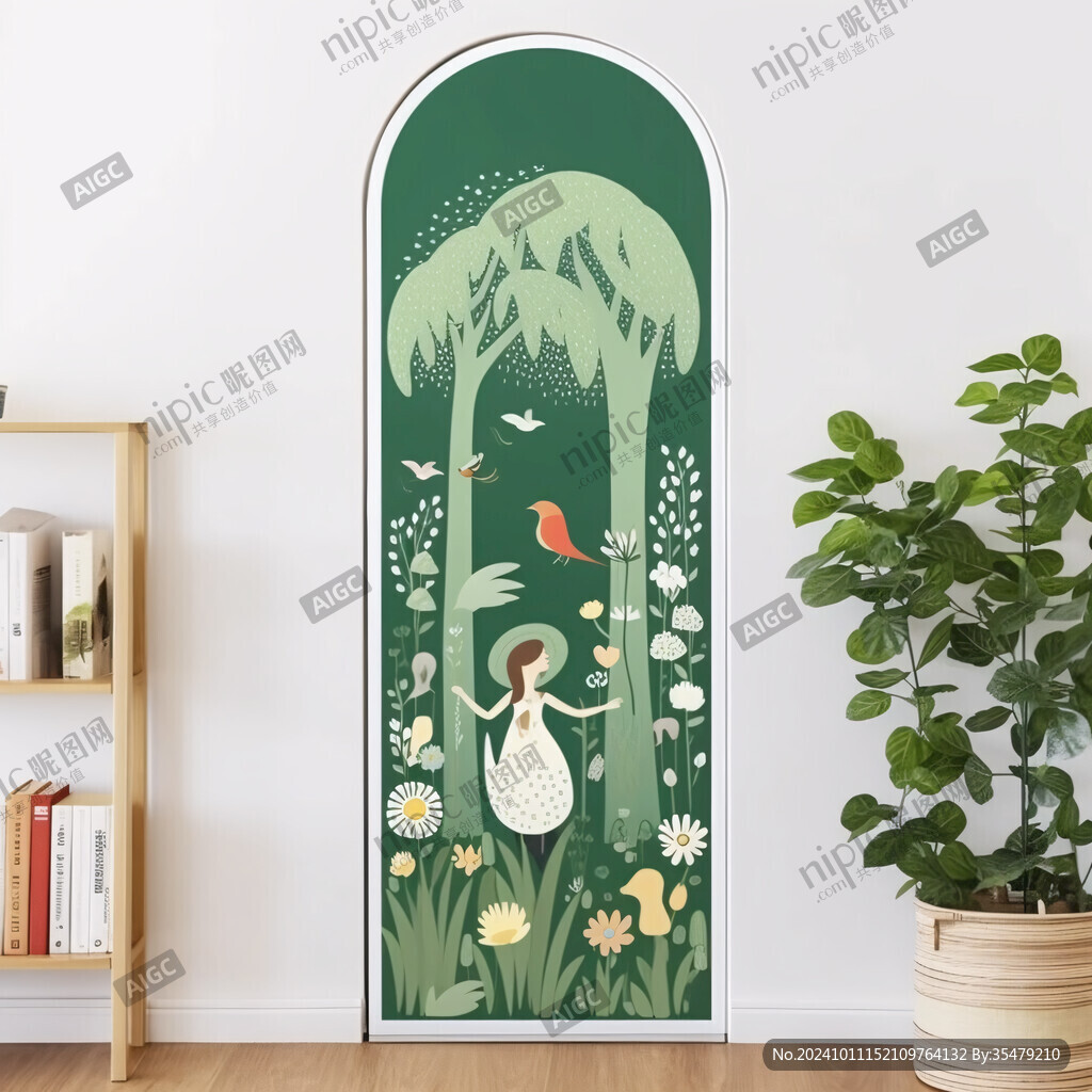 欧式童话玻璃纸门贴
