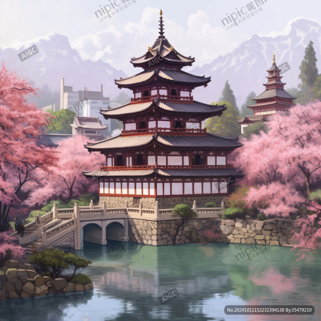 赏樱楼插画