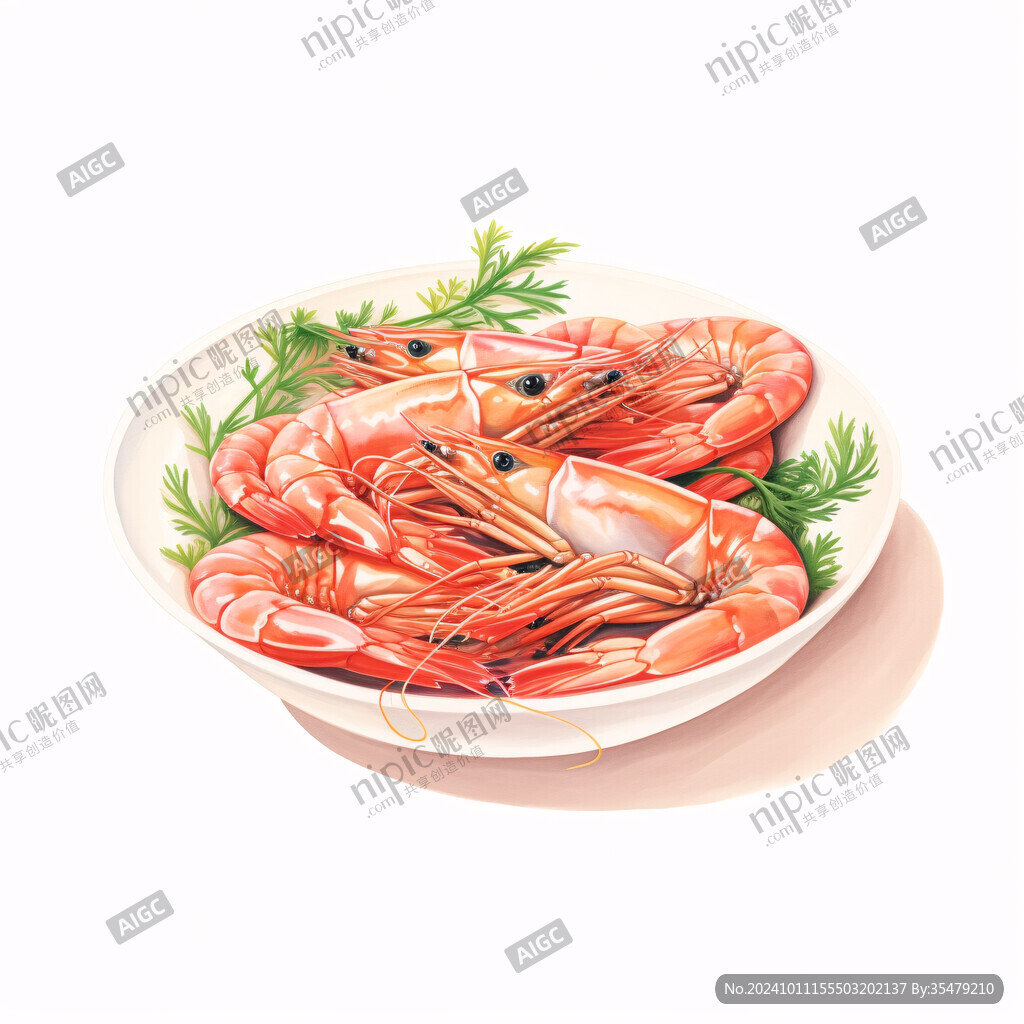 手绘白灼虾