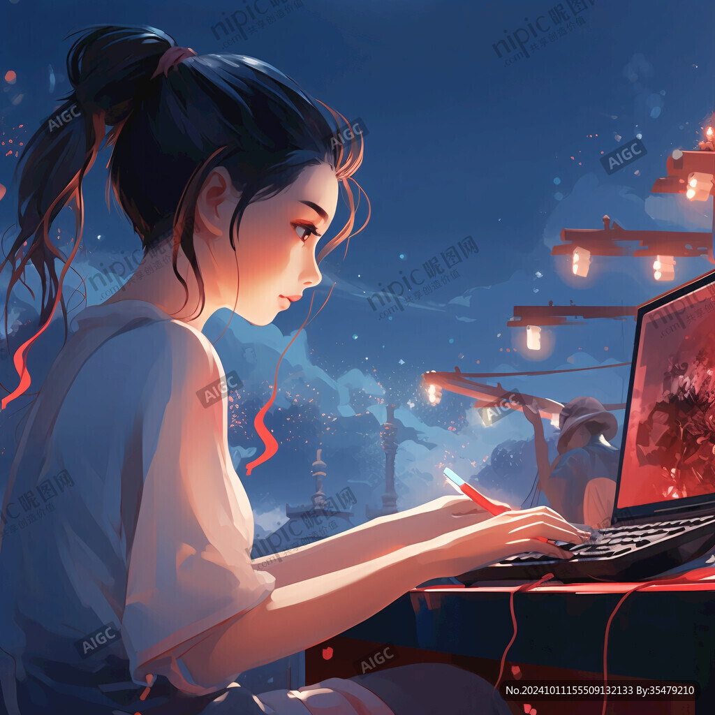 许愿女孩插画