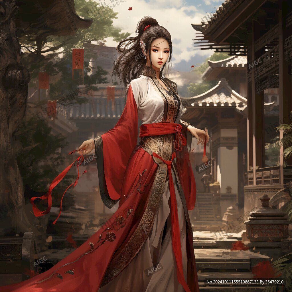 红衣少女设计古风