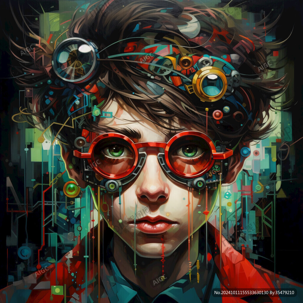 科技男插画