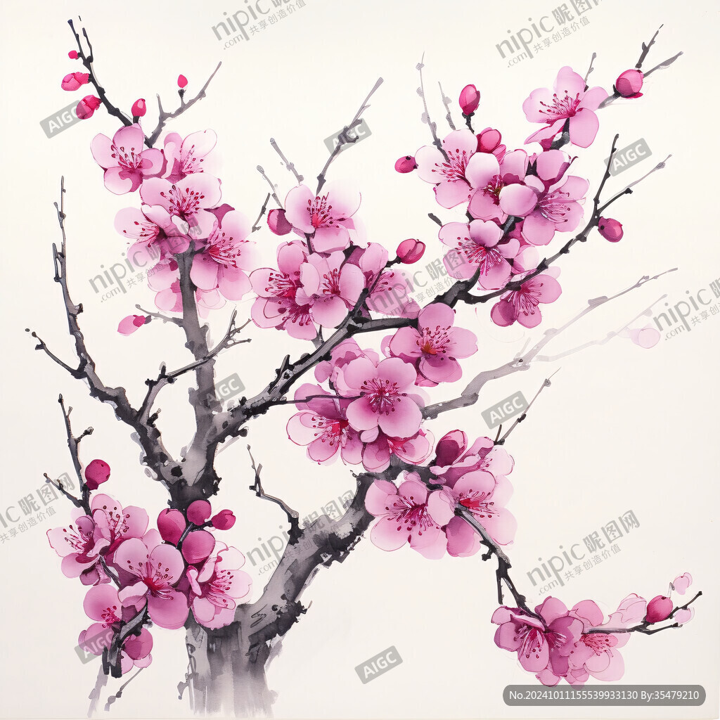 梅花水粉画