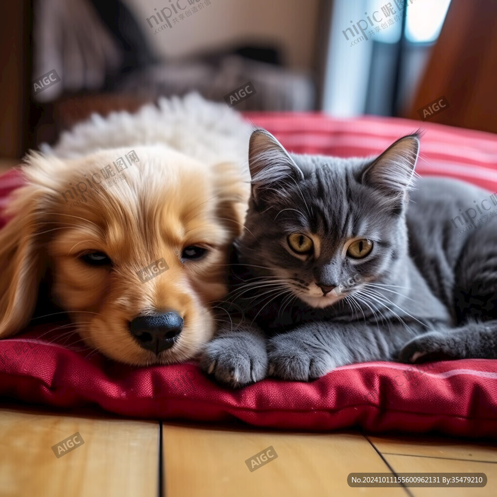 猫狗和谐画面