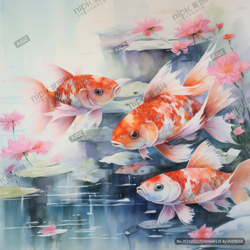 立体画素材金鱼立体画