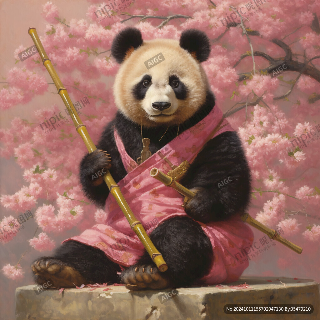 熊猫题材油画