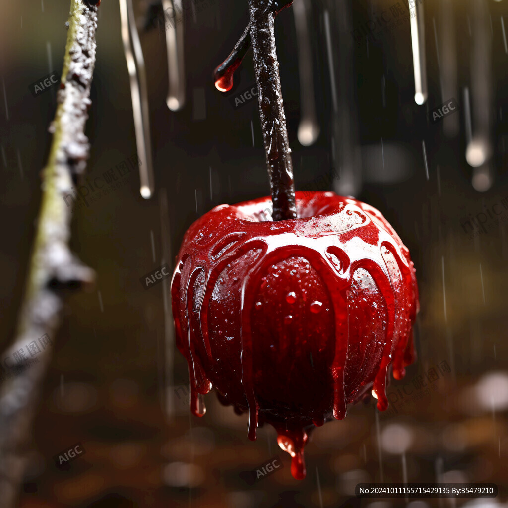 雨中红果