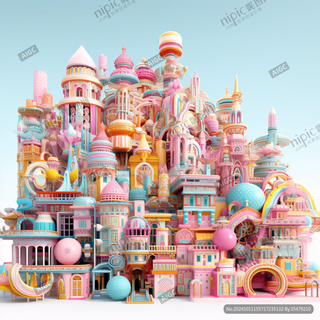 粉色奇幻建筑物