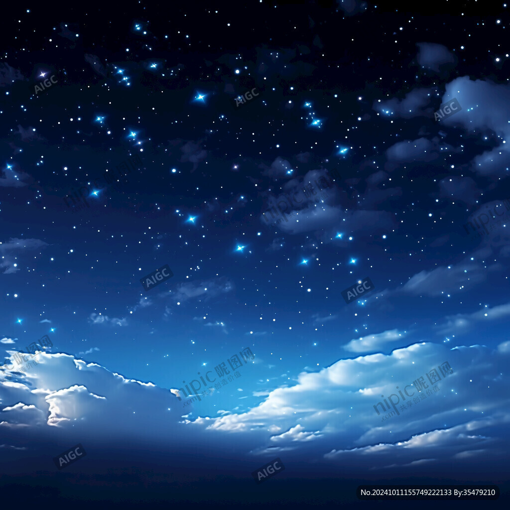 夜晚云彩星星