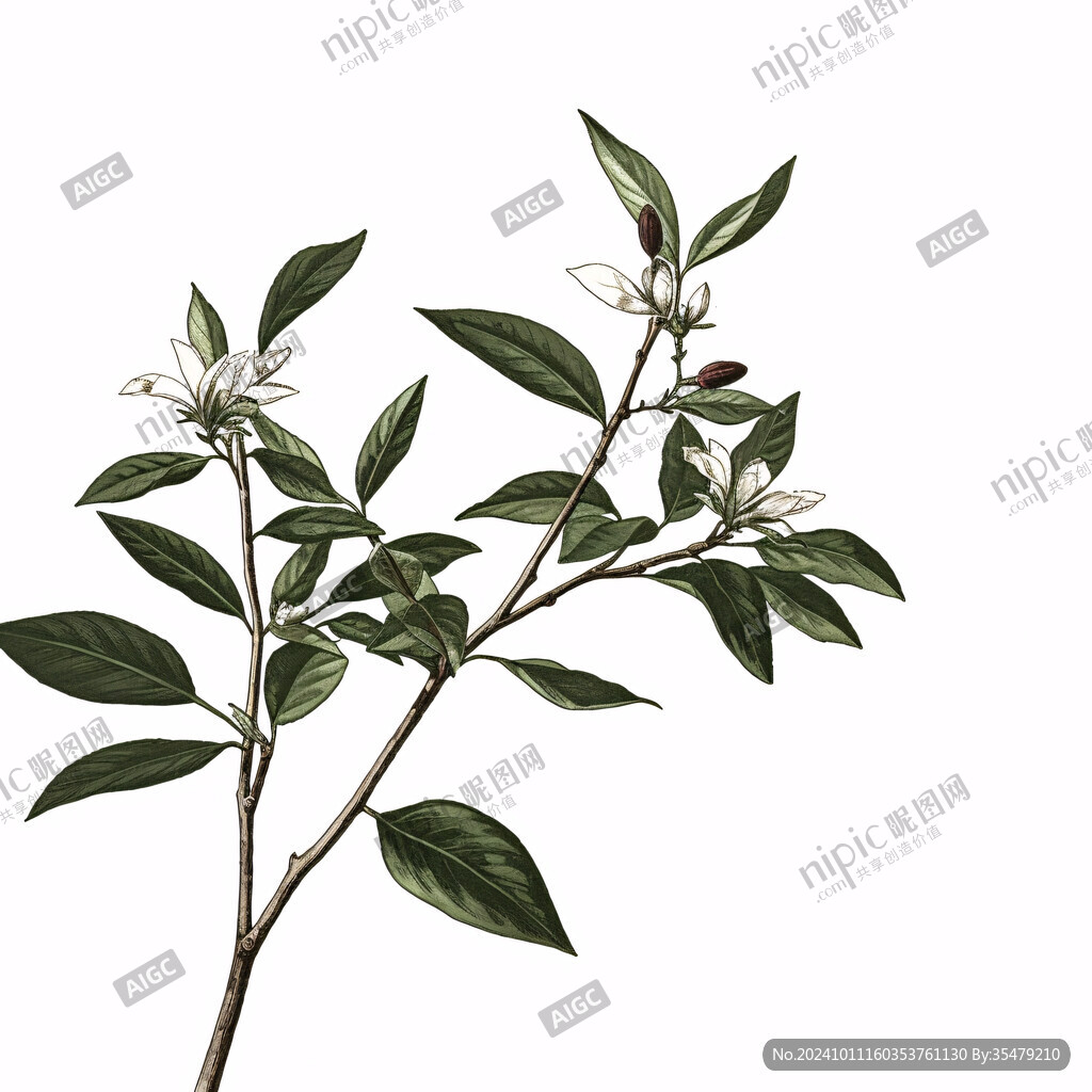 野生白芍手绘中药草