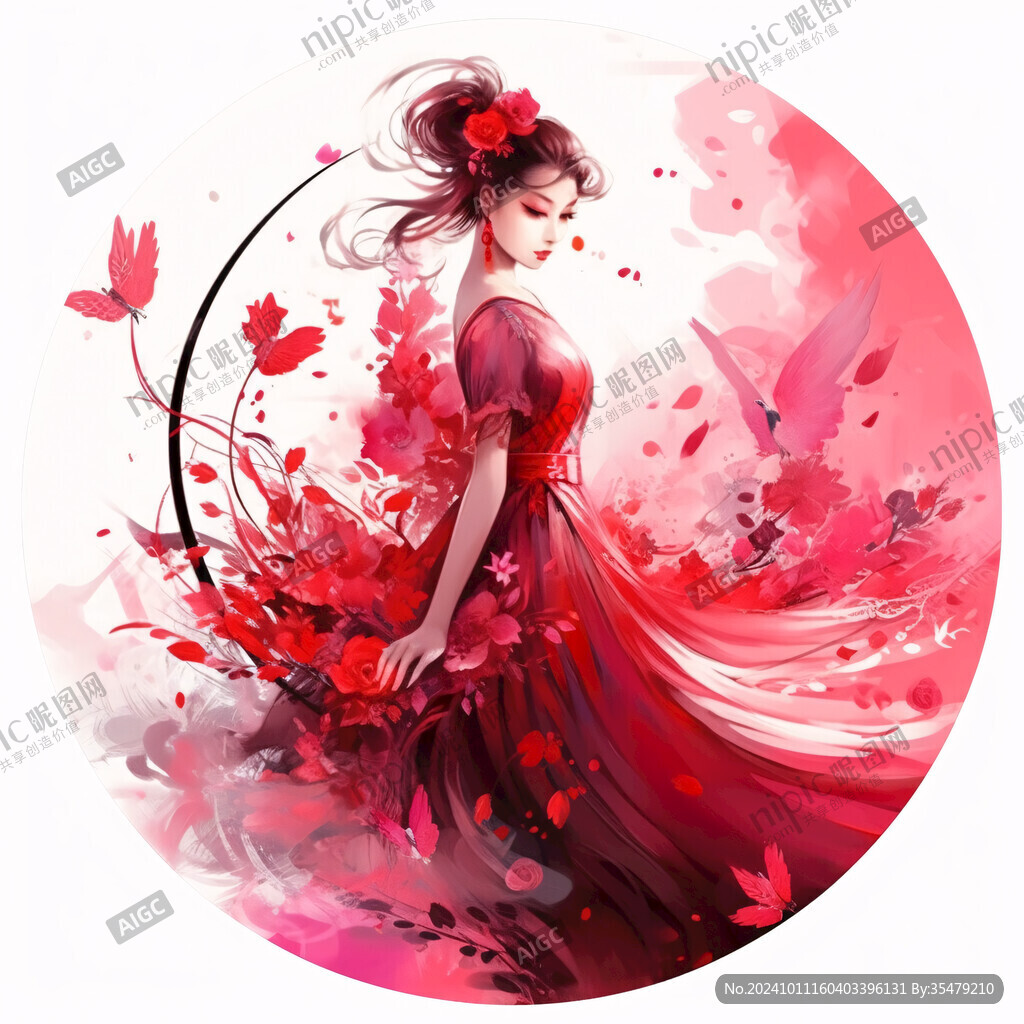 木棉花美女插画