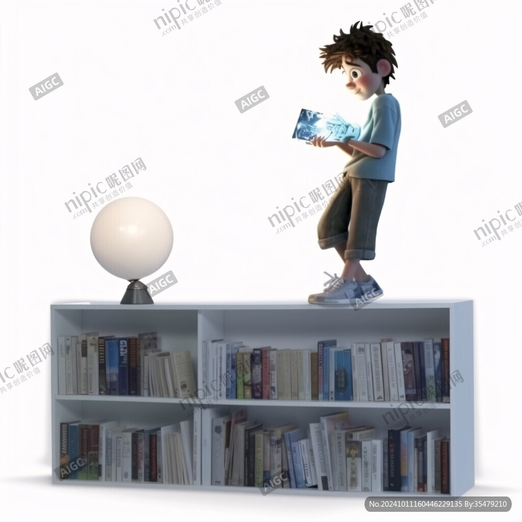 开的小台灯看书的小朋