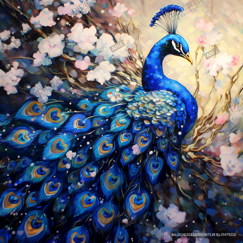 唯美孔雀插画