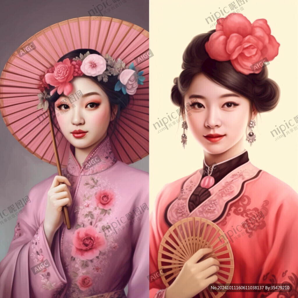 中式新娘插画