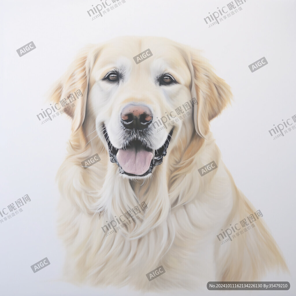 手绘金毛犬