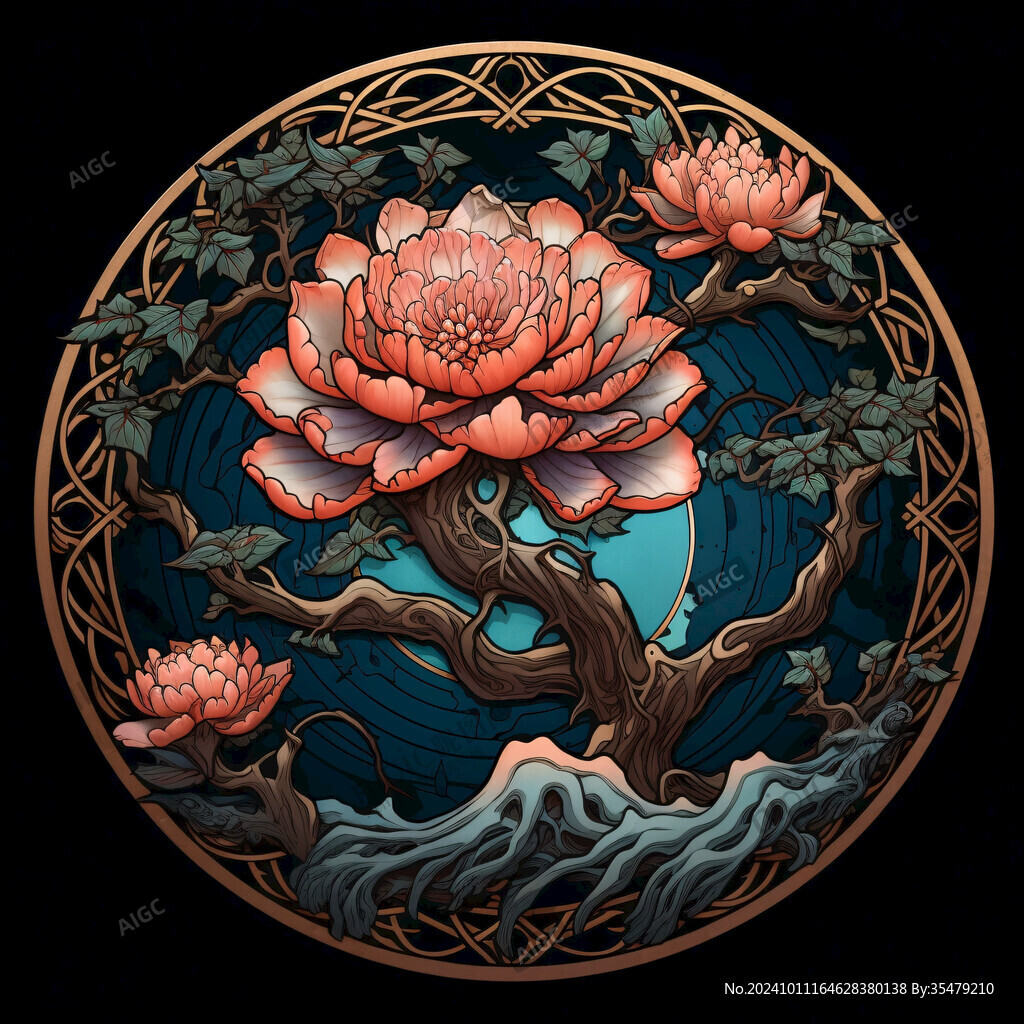 工整精细国潮花卉