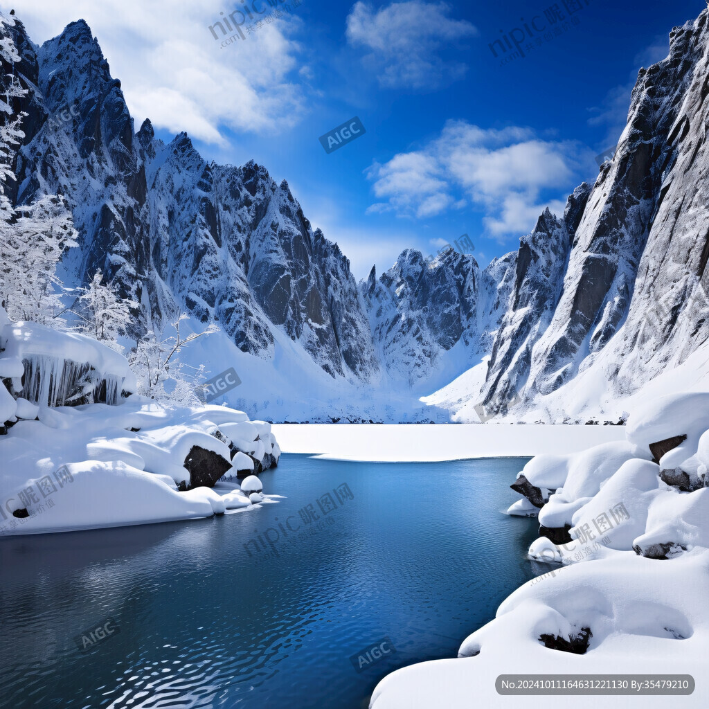 高山湖泊冰雪