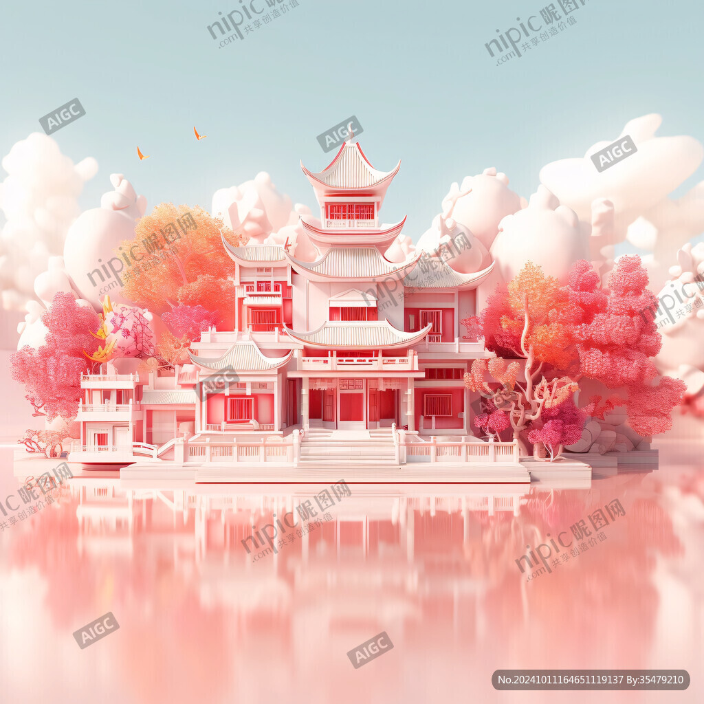 楼阁仙景插画