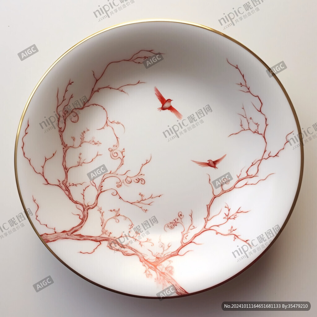 红喜鹊登梅瓷盘