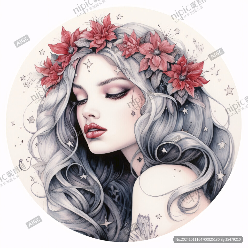 潮流插画美女人物插画