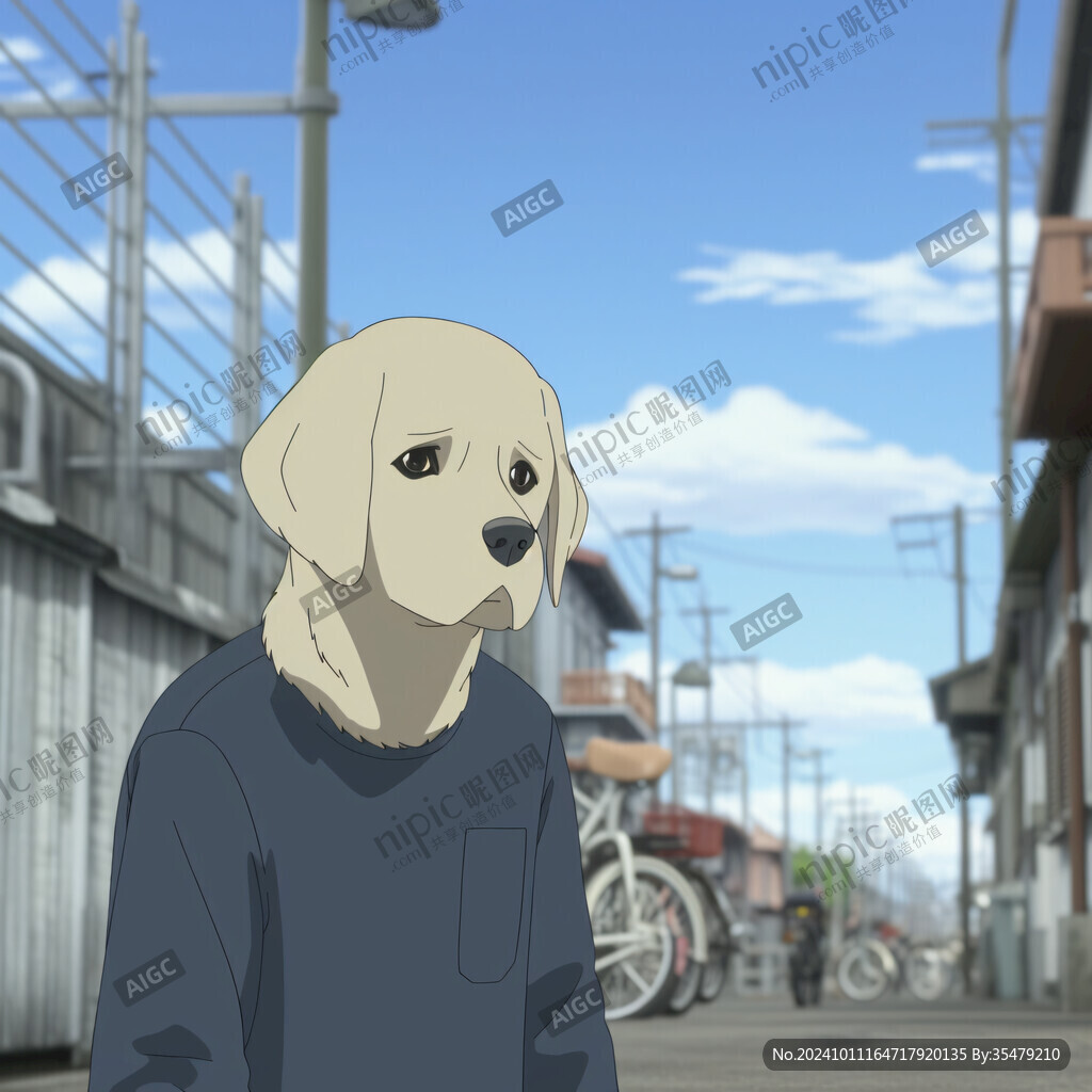 忧郁的小狗插画