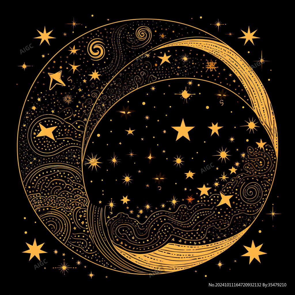 卡通月亮星空图案