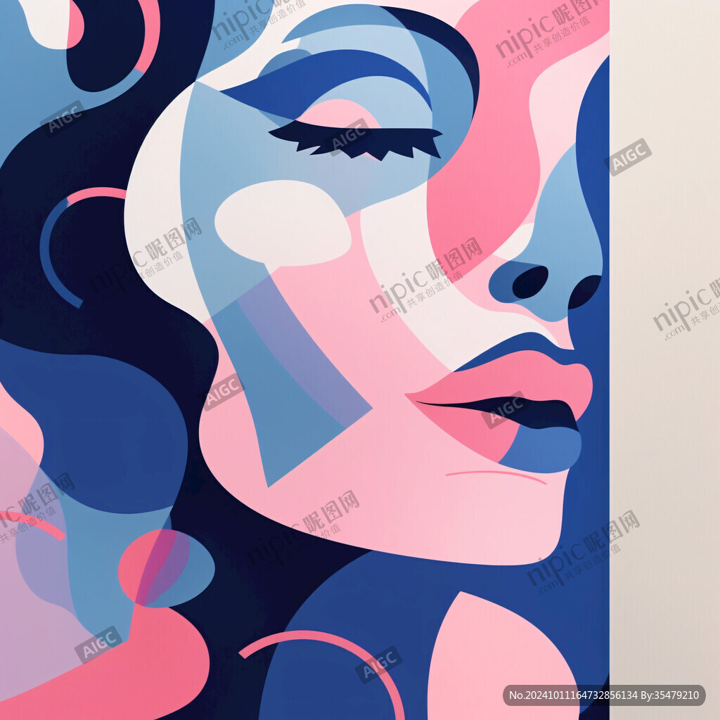 人脸色块拼接装饰画