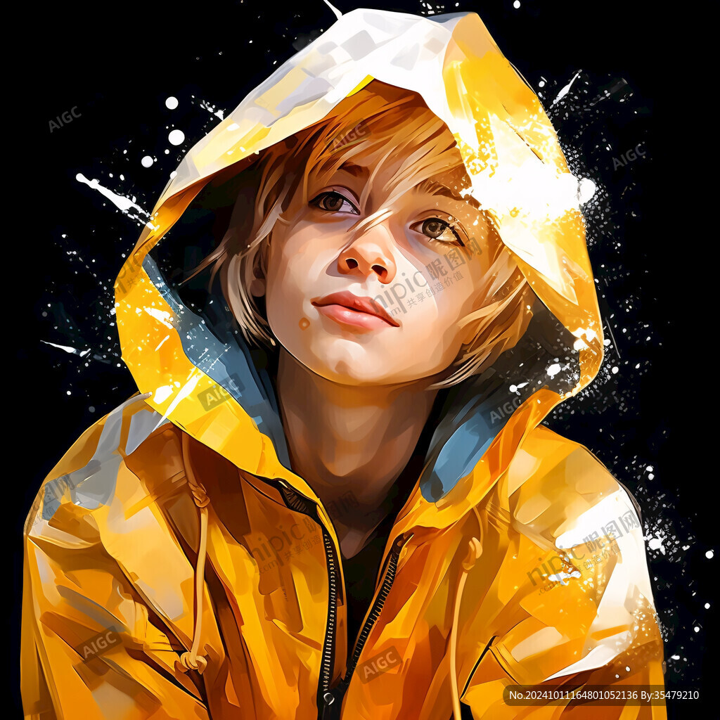 穿黄色雨衣的男孩