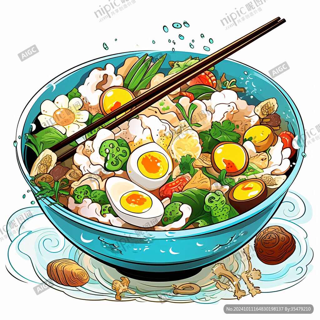 大碗面插画