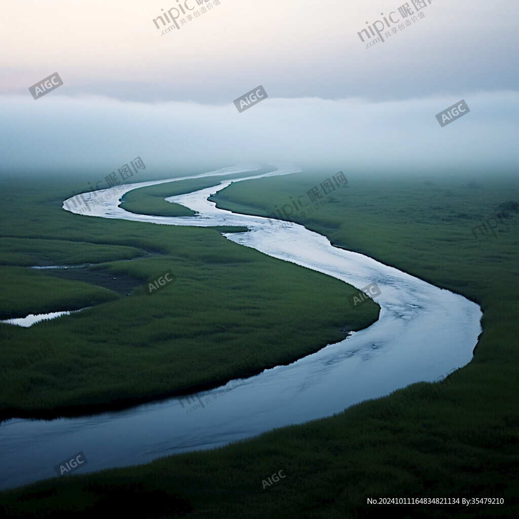 草原蜿蜒河流