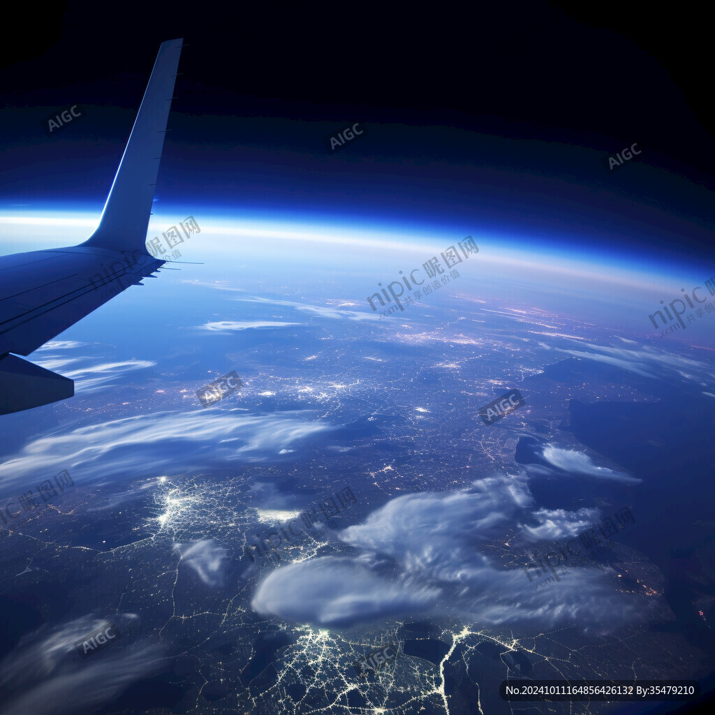 万米以下高空夜航夜景