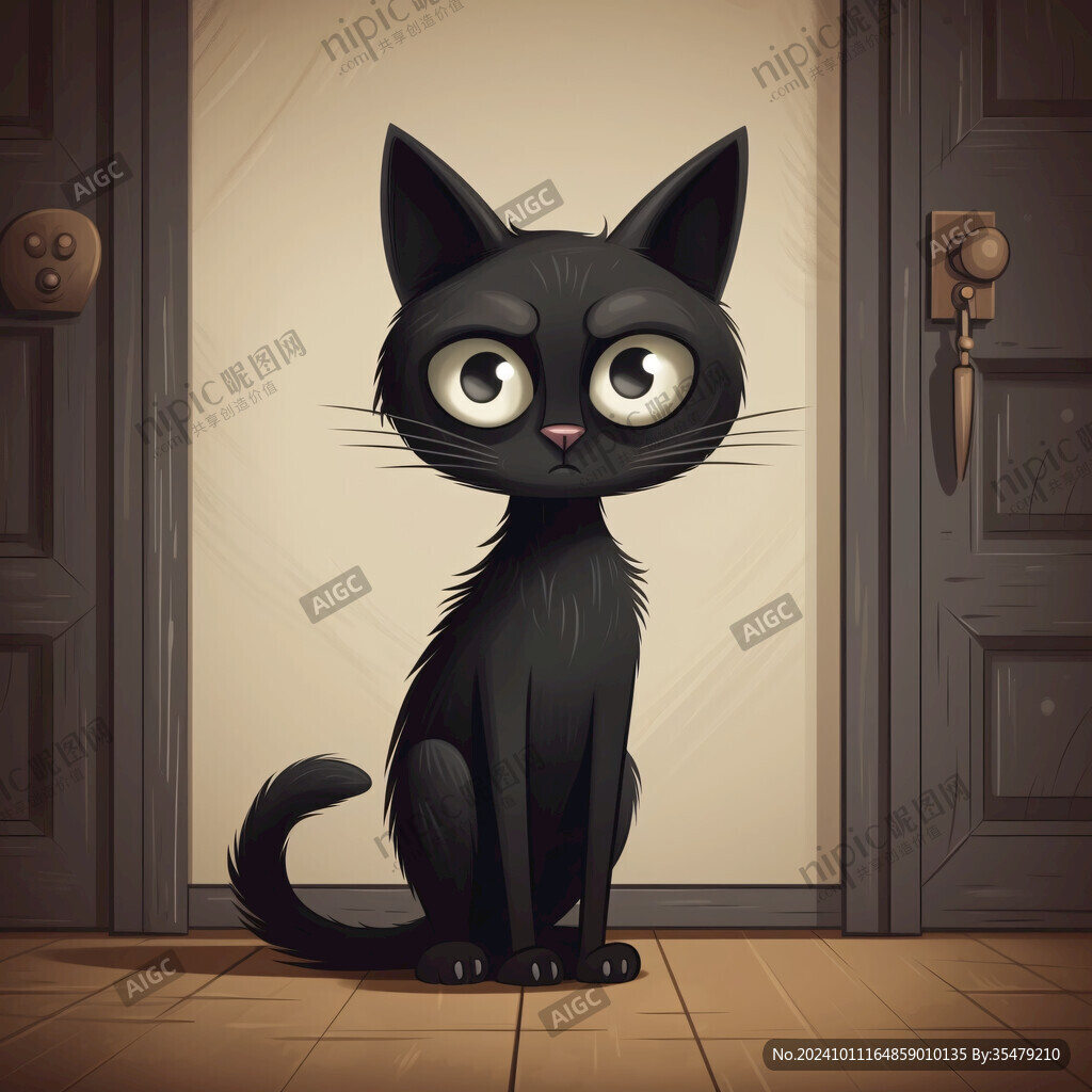 小黑猫插画