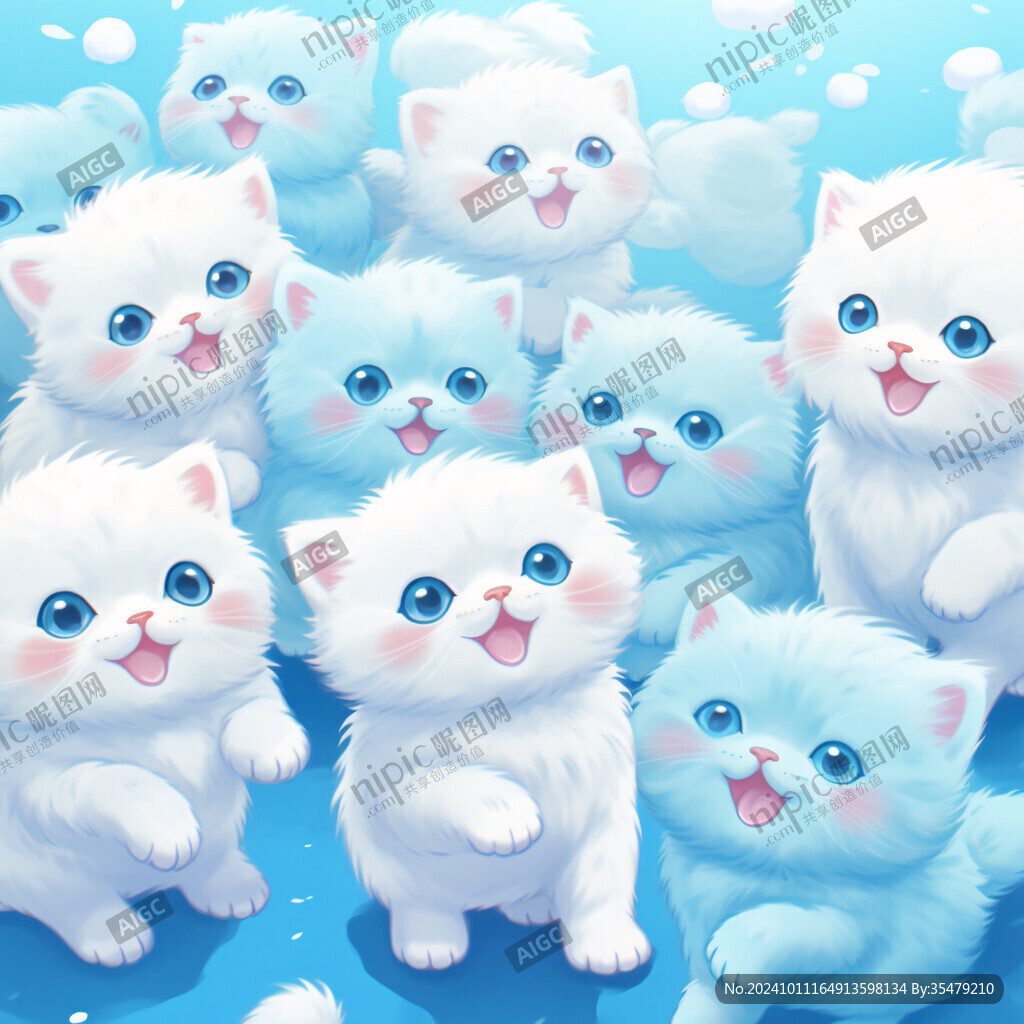 表情各异的小猫插画